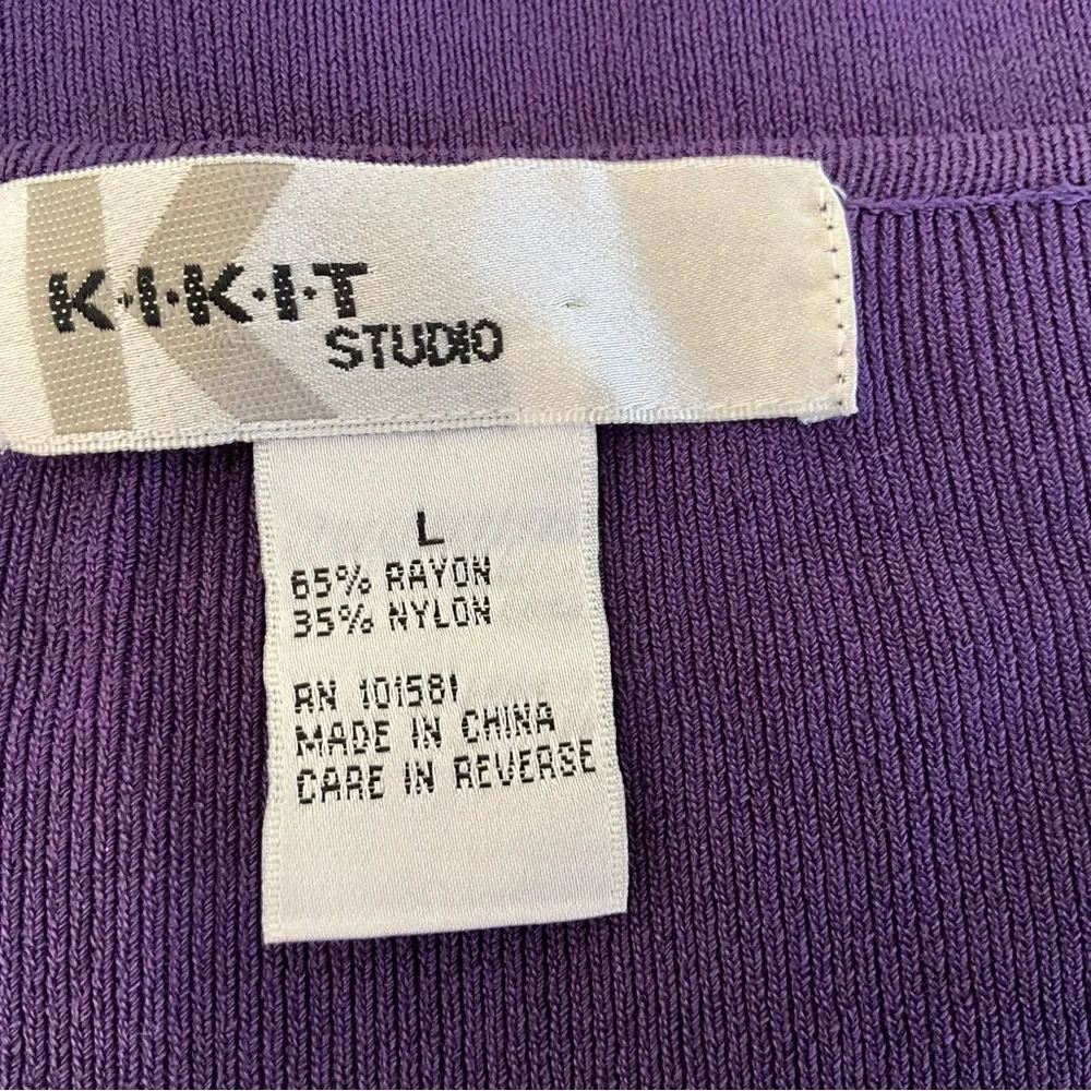 Kikit Pullover Sweater Blouse Size L Purple 3/4 Sleeve